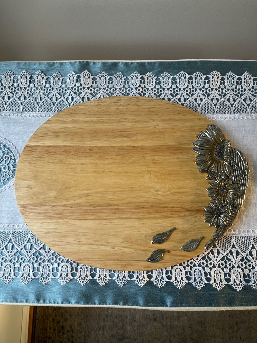 Royal Selangor Pewter and Wood Sunflower Cheese Board / Cutting Board